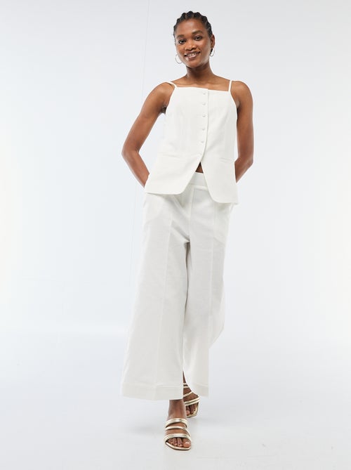 Calças culottes largas em linho misto - Kiabi