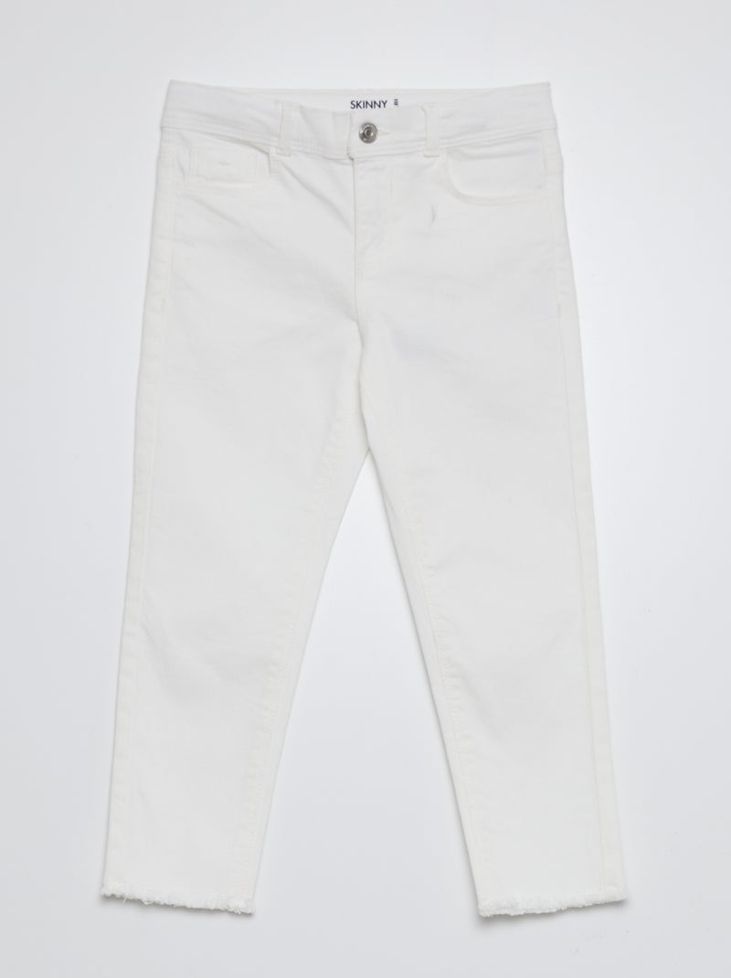 Calças curtas skinny de cintura subida Branco - Kiabi