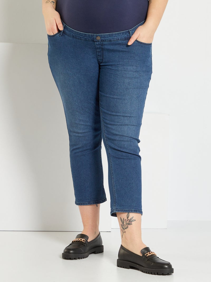 Calças curtas skinny super elásticas com cinto AZUL - Kiabi