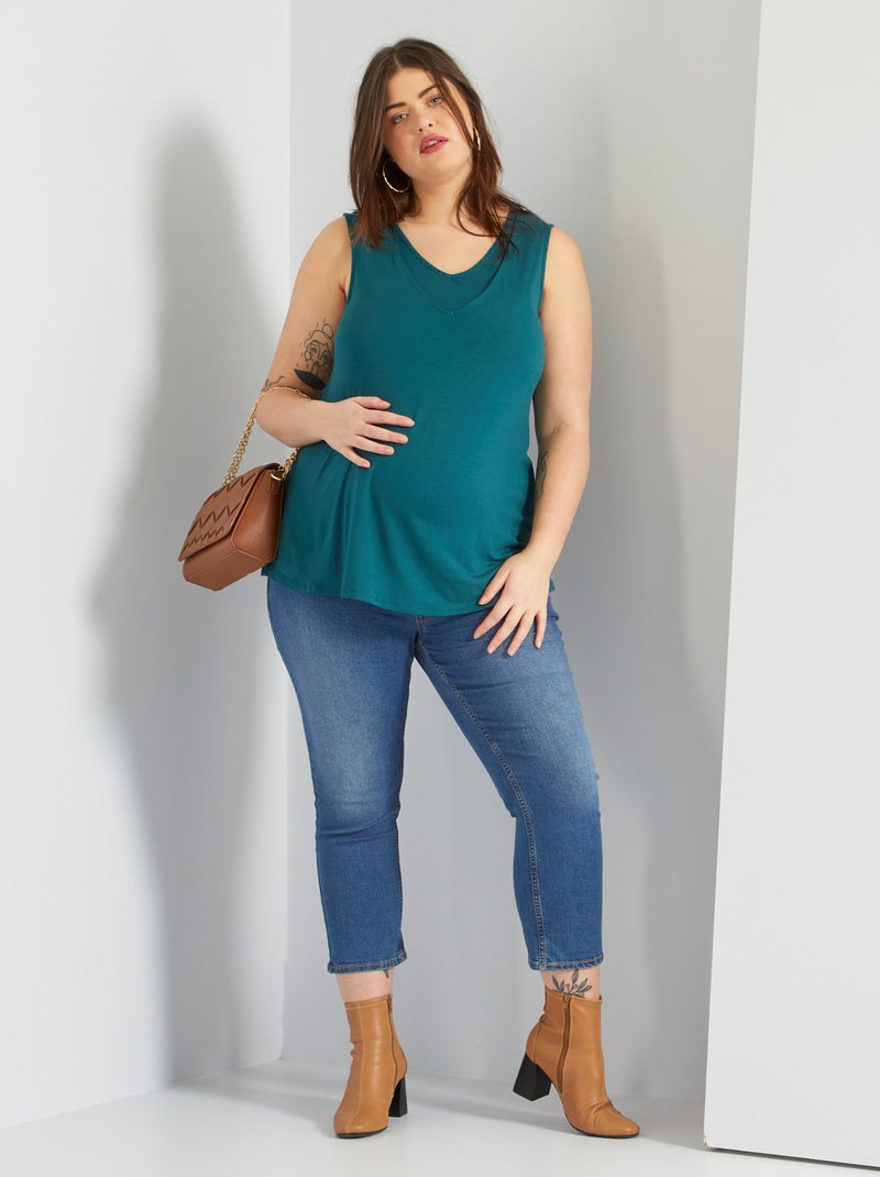 Calças curtas skinny super elásticas com cinto AZUL - Kiabi