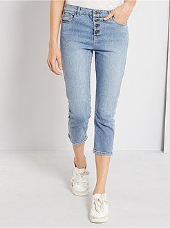 Calças curtas slim de conceção ecológica com braguilha com botões - Kiabi