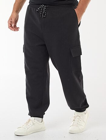 Calças de algodão lisas com bainha ajustada