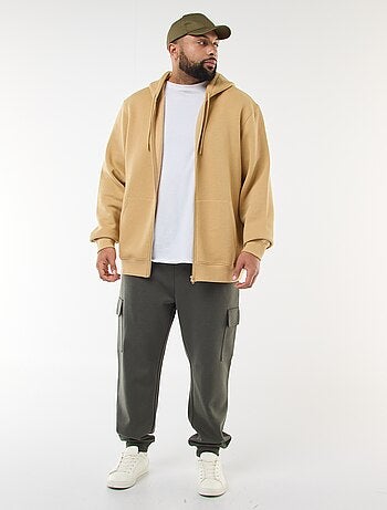 Calças de algodão lisas com bainha ajustada