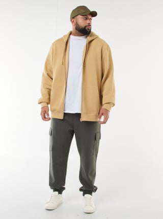 Calças de algodão lisas com parte inferior ajustada