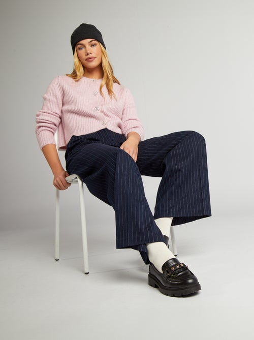 Calças de bootcut/boca de sino em flanela - Kiabi