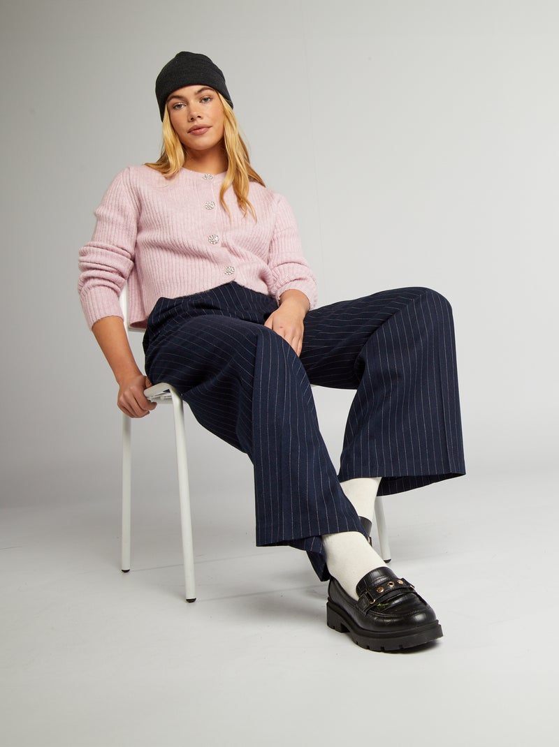 Calças de bootcut/boca de sino em flanela AZUL - Kiabi