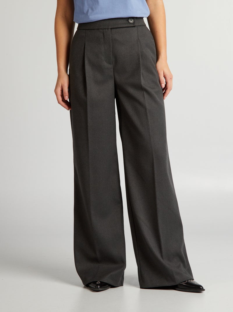Calças de bootcut/boca de sino em flanela CINZA - Kiabi