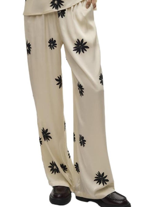 Calças de Cetim Fluido Bege para Mulher Vero Moda Mroe - Kiabi Calças de Cetim Fluido Bege para Mulher Vero Moda Mroe - Kiabi