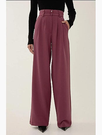 Calças de cintura dupla de perna larga hiccup
