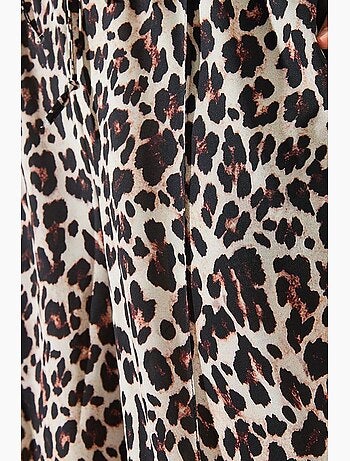 Calças de cintura subida com estampado leopardo e perna larga lucci