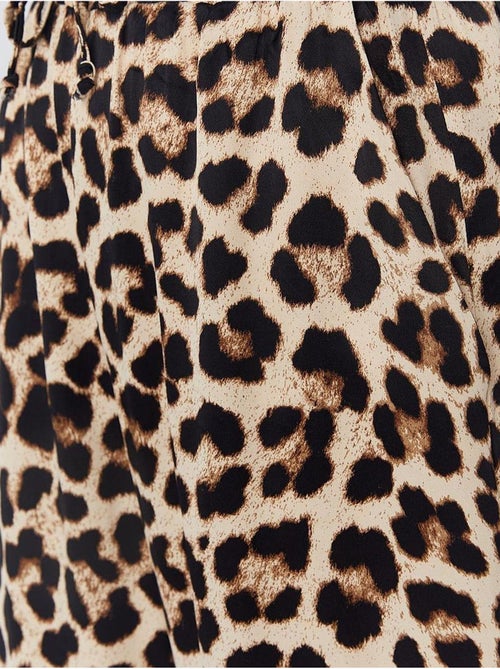 Calças de cintura subida com estampado leopardo e perna larga mixray - Kiabi