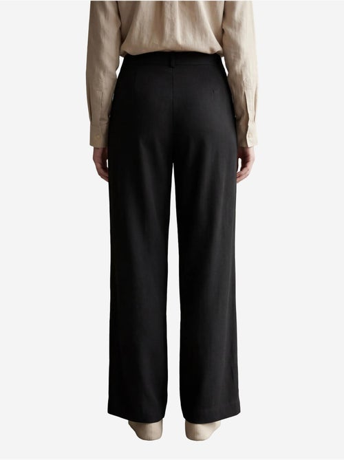 Calças de cintura subida com pregas e pernas largas da my fashion - Kiabi
