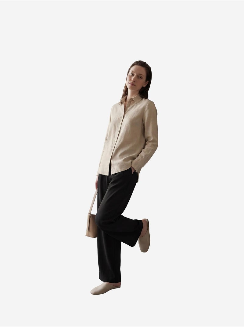 Calças de cintura subida com pregas e pernas largas da my fashion Preto - Kiabi