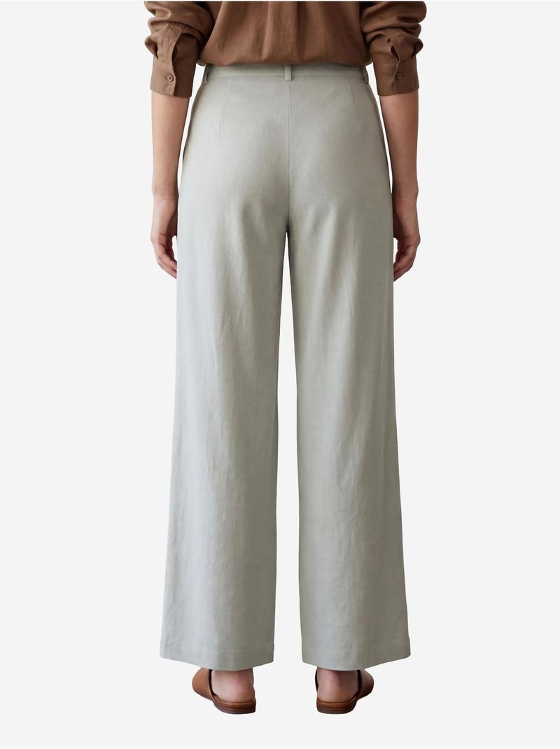 Calças de cintura subida com pregas e pernas largas da my fashion Verde pastel - Kiabi