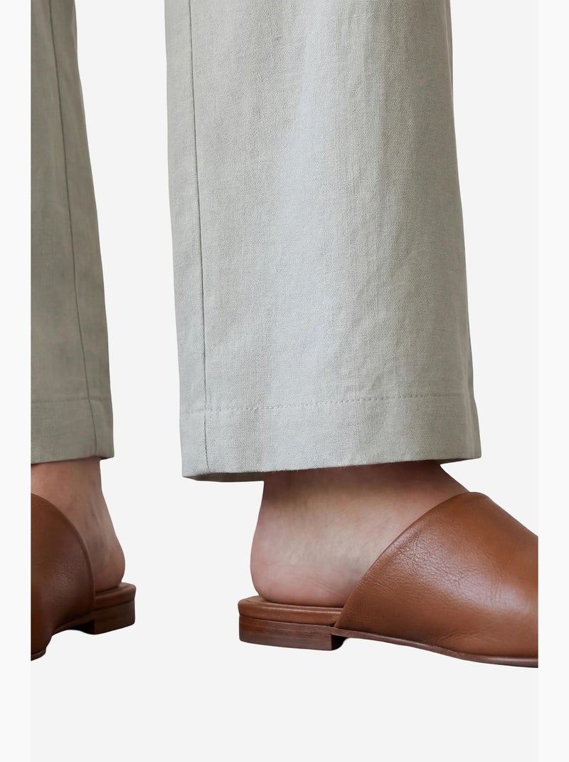Calças de cintura subida com pregas e pernas largas da my fashion Verde pastel - Kiabi