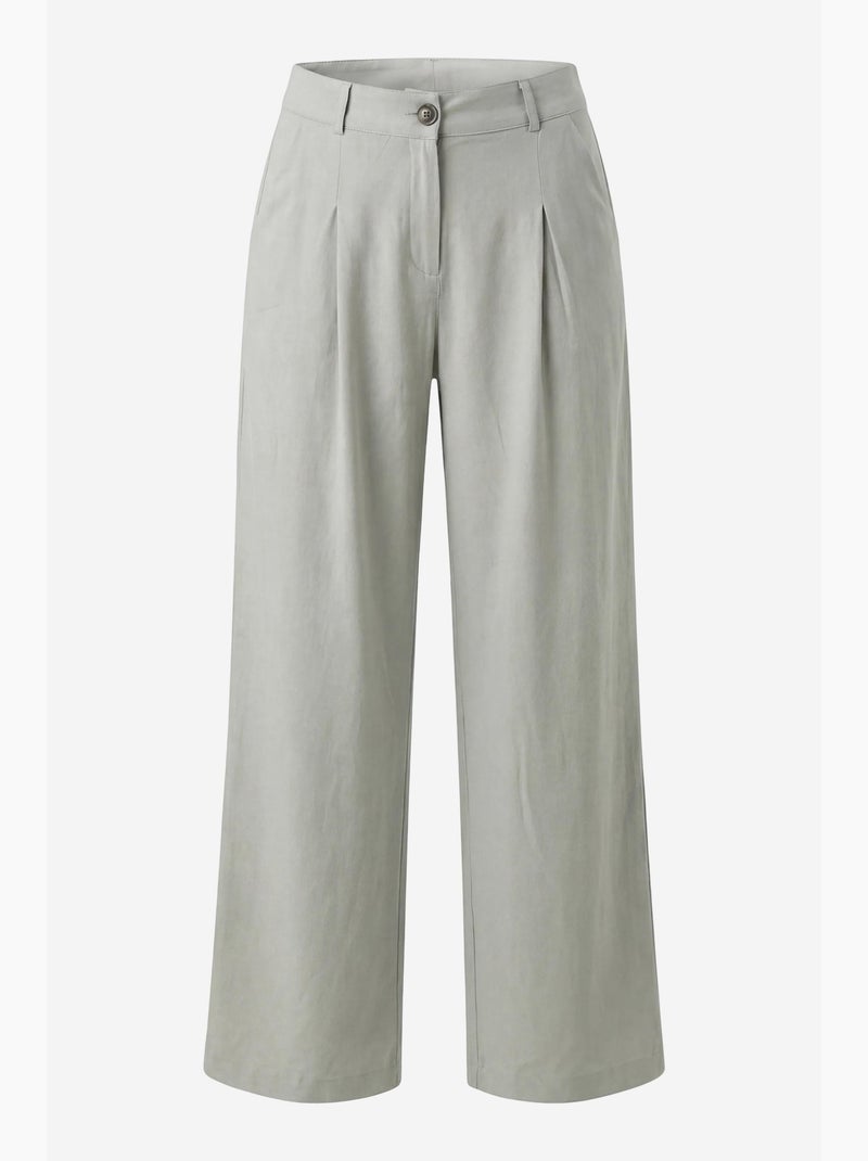 Calças de cintura subida com pregas e pernas largas da my fashion Verde pastel - Kiabi