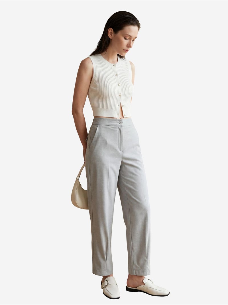 Calças de cintura subida de perna reta com bolsos my fashion Cinza - Kiabi