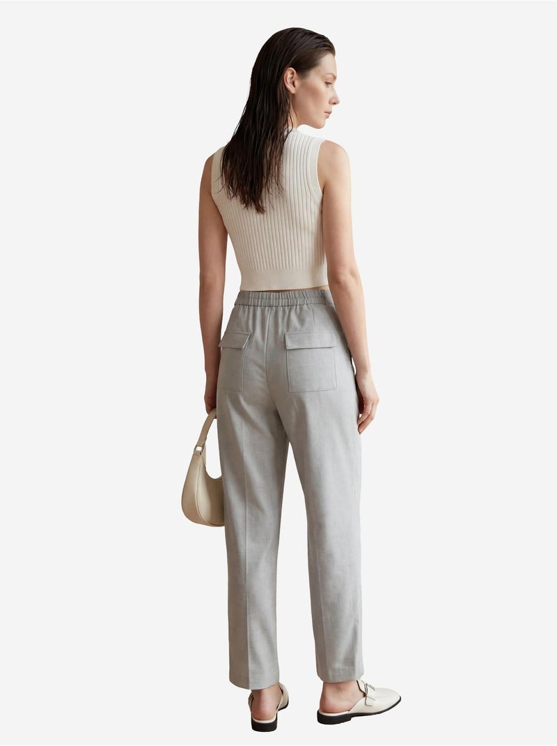 Calças de cintura subida de perna reta com bolsos my fashion Cinza - Kiabi