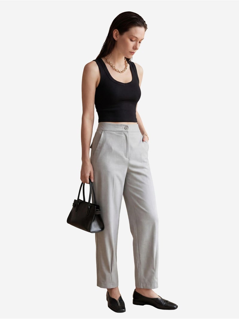 Calças de cintura subida de perna reta com bolsos my fashion Cinza - Kiabi