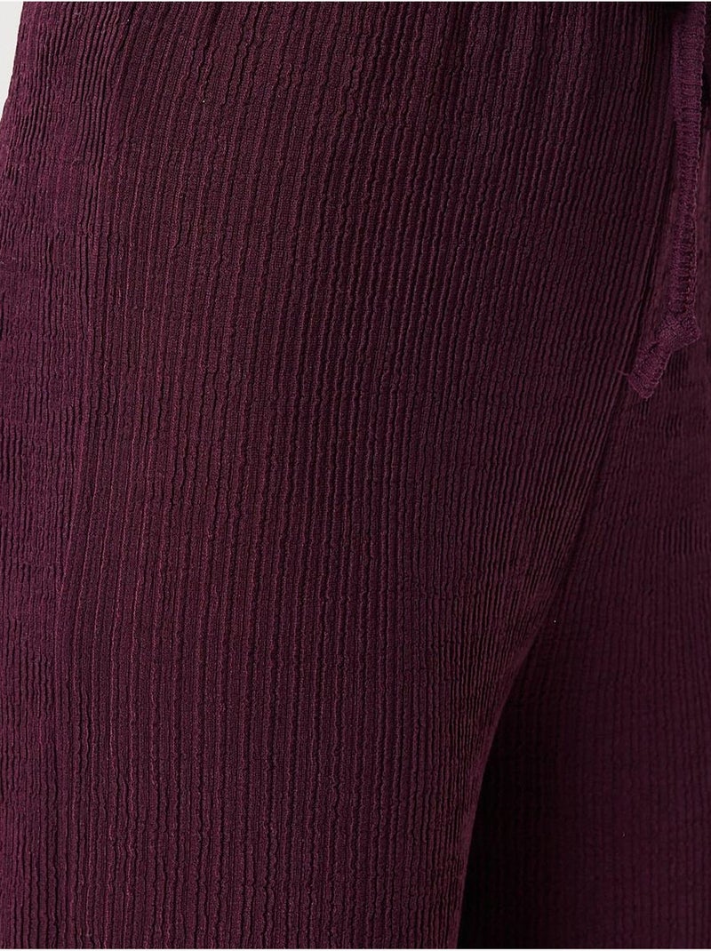 Calças de cintura subida texturadas de perna larga istanbul Malva - Kiabi