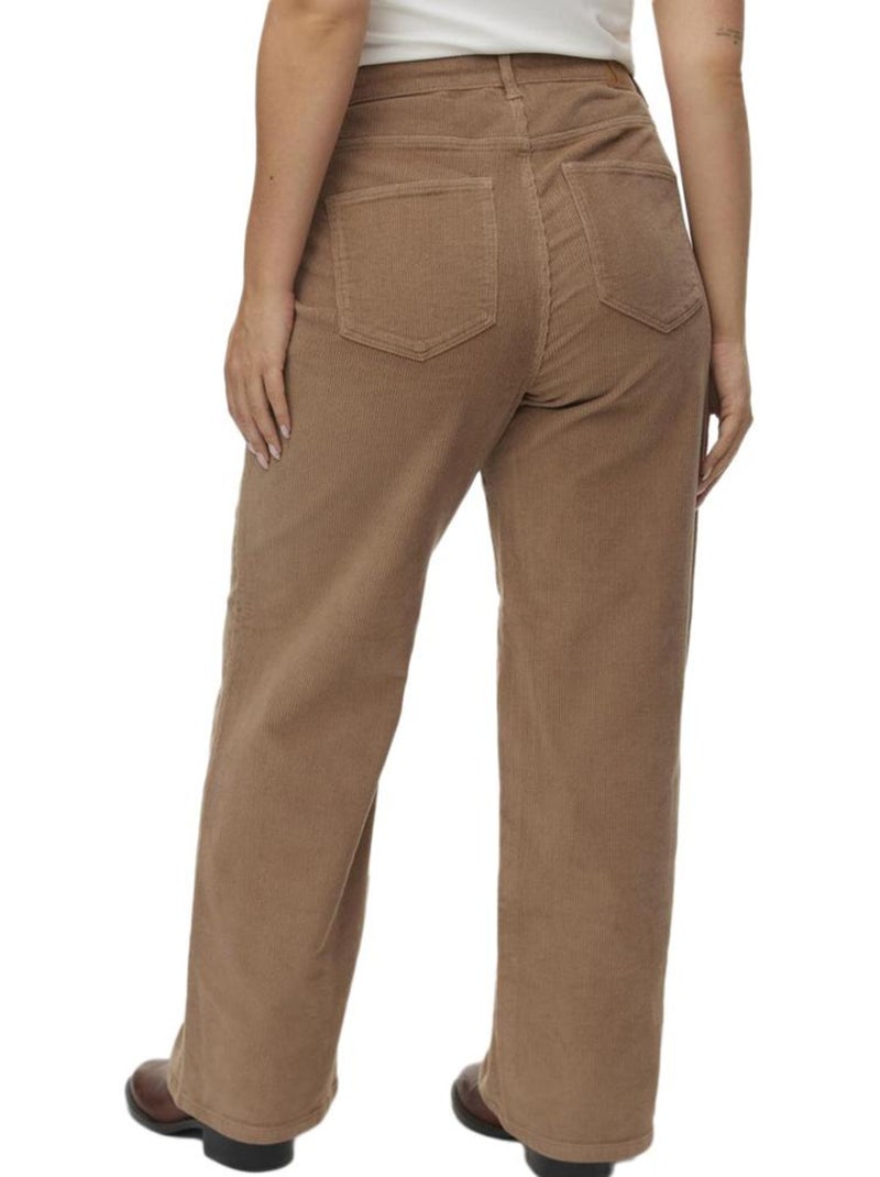Calças de Corduroy Bege Escuro Vero Moda Curve para Mulher Bege - Kiabi