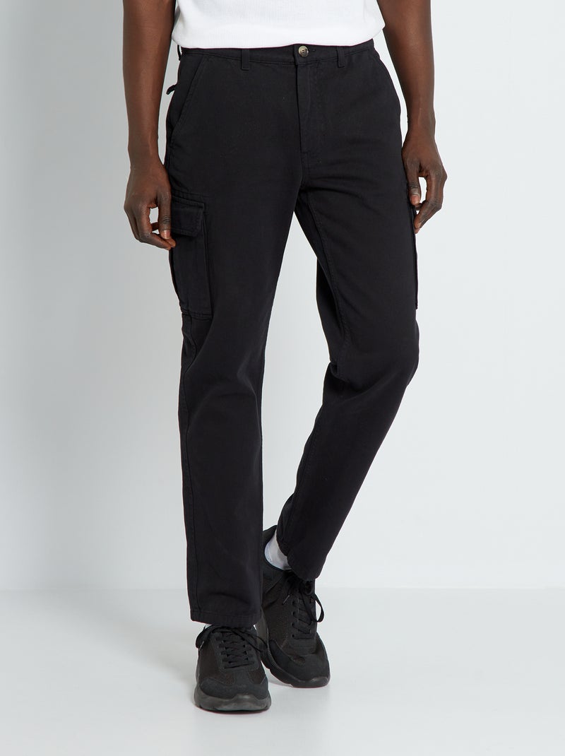 Calças de corte com bolsos com abas Preto - Kiabi