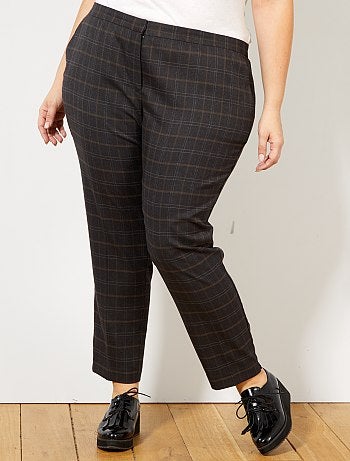 Mulher tamanhos grandes - Calças de corte direito aos quadrados - Kiabi