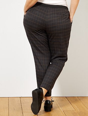 Mulher tamanhos grandes - Calças de corte direito aos quadrados - Kiabi