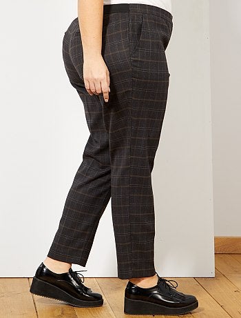 Mulher tamanhos grandes - Calças de corte direito aos quadrados - Kiabi