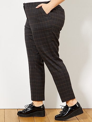 Mulher tamanhos grandes - Calças de corte direito aos quadrados - Kiabi