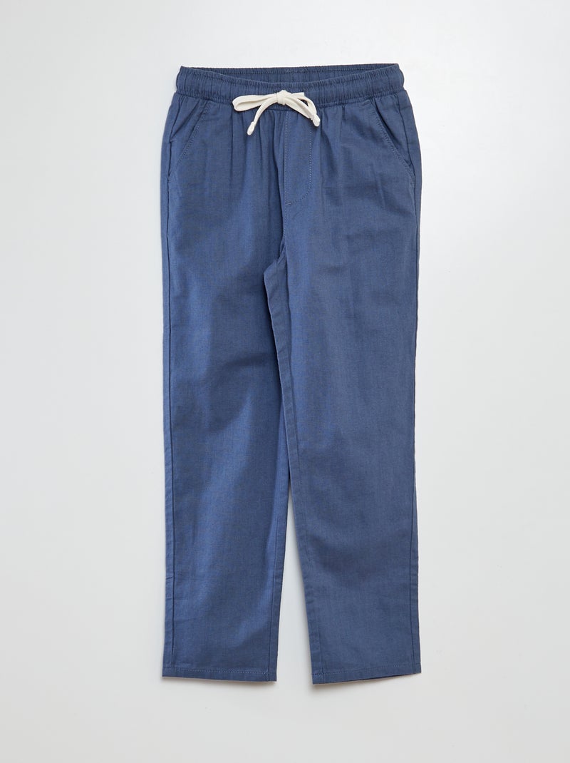 Calças de corte direito chino com cordão AZUL - Kiabi