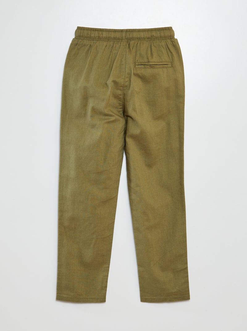 Calças de corte direito chino com cordão Verde - Kiabi