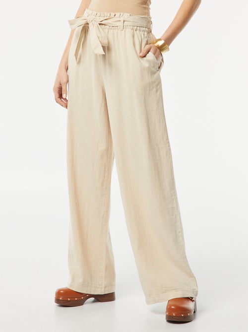 Calças de corte direito com cinto para atar na cintura - Kiabi