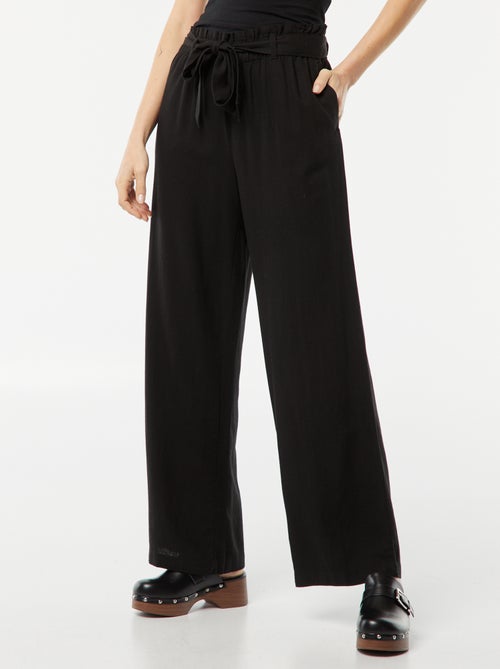 Calças de corte direito com cinto para atar na cintura - Kiabi