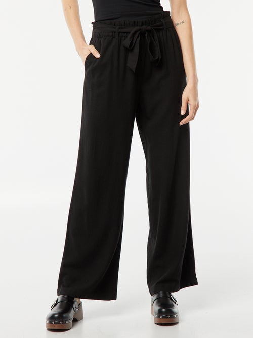 Calças de corte direito com cinto para atar na cintura - Kiabi