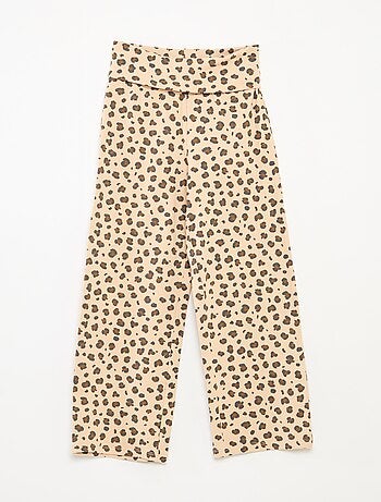 Calças de corte direito com cintura elástica