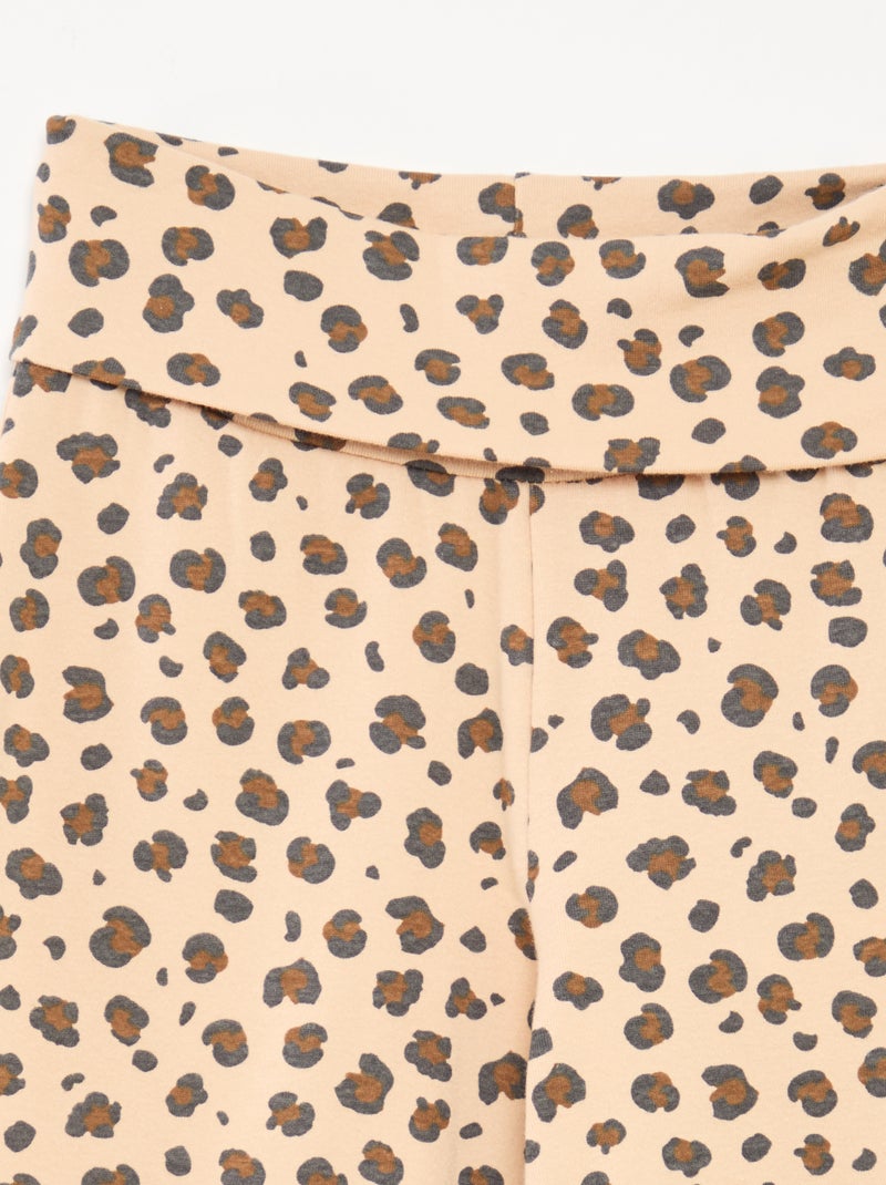 Calças de corte direito com cintura elástica Bege - Kiabi