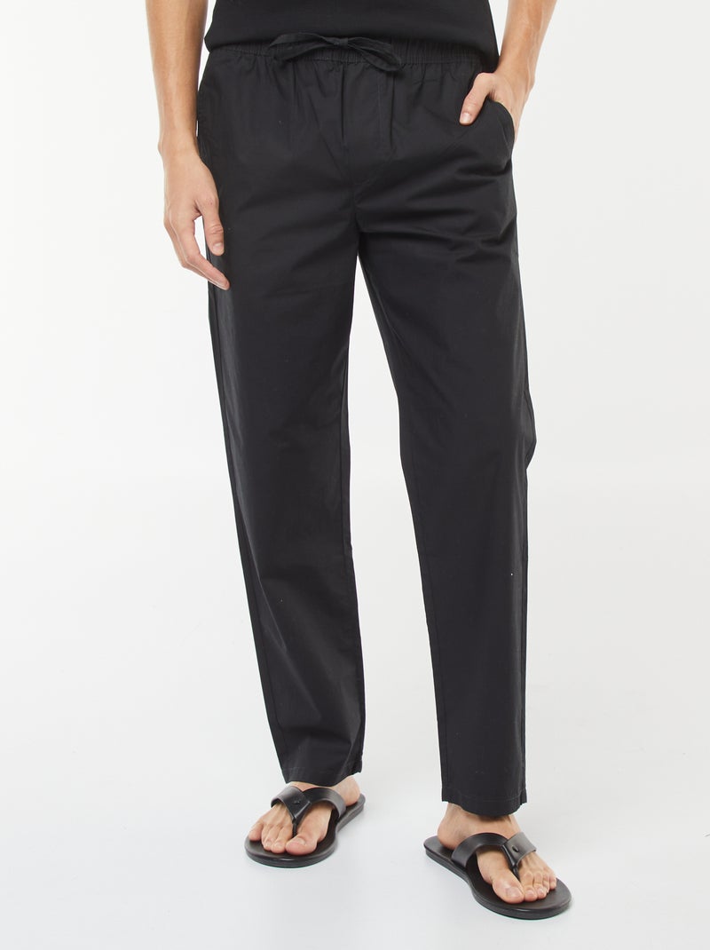 Calças de corte direito com cintura elástica Preto - Kiabi