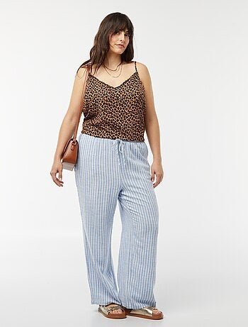 Calças de corte direito com cós elástico + atilhos