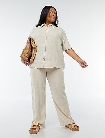 Calças de corte direito com cós elástico + atilhos