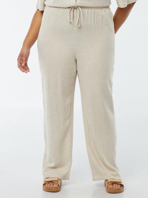 Calças de corte direito com cós elástico + atilhos - Kiabi