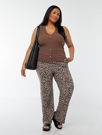 Calças de corte direito com cós elástico + atilhos