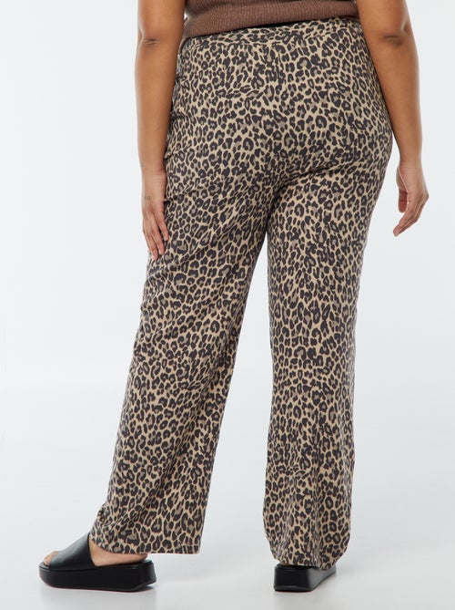 Calças de corte direito com cós elástico + atilhos - Kiabi