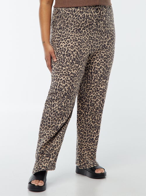 Calças de corte direito com cós elástico + atilhos - Kiabi