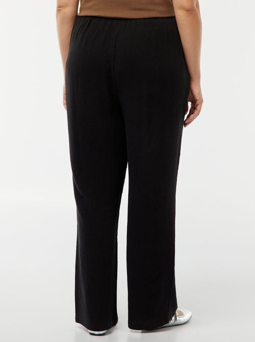 Calças de corte direito com cós elástico + atilhos - Kiabi Calças de corte direito com cós elástico + atilhos - Kiabi