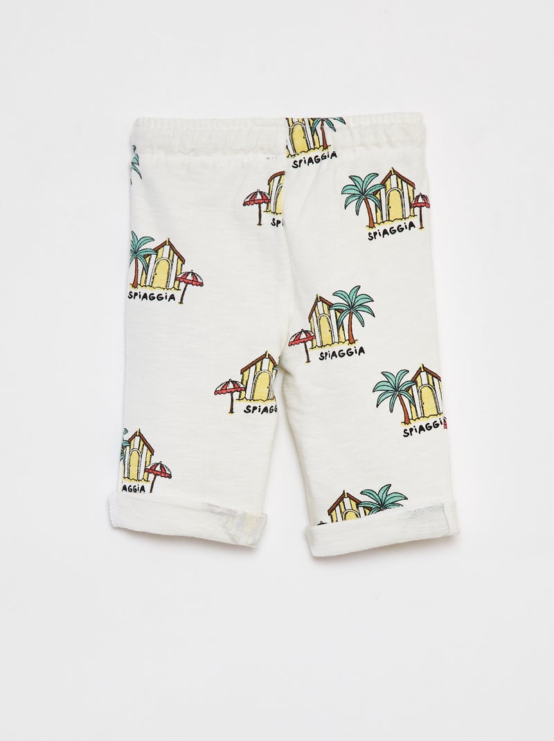 Calças de corte direito com estampado BRANCO - Kiabi