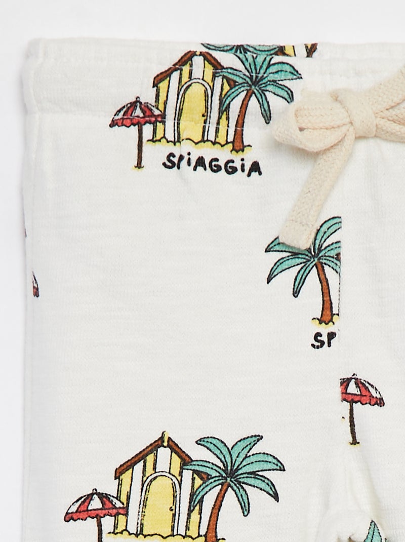 Calças de corte direito com estampado BRANCO - Kiabi