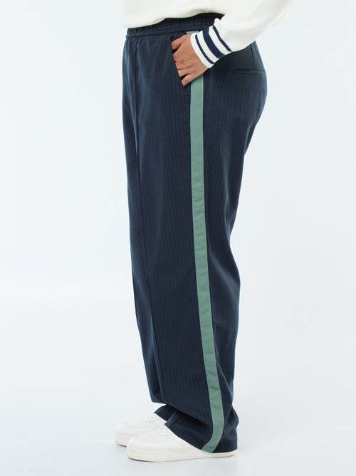 Calças de corte direito com faixas nos lados - Kiabi