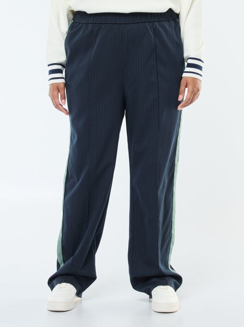 Calças de corte direito com faixas nos lados - Kiabi