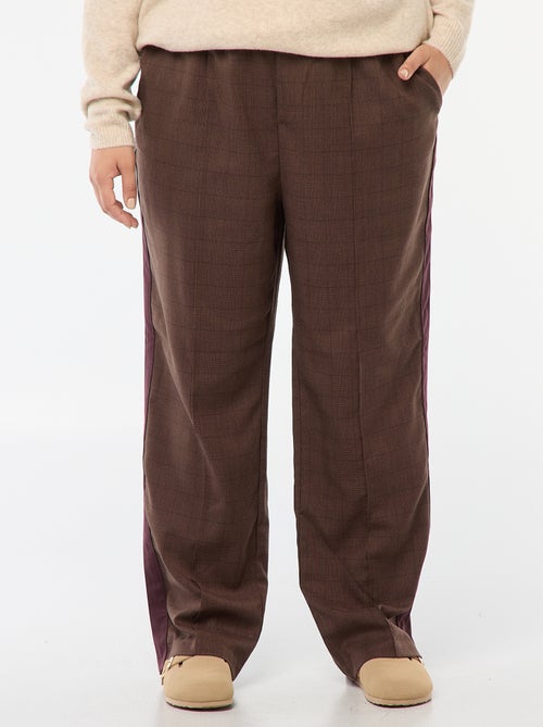 Calças de corte direito com faixas nos lados - Kiabi